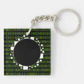 デジタルポータルバイナリコードホワイトグリーン1s 0s深海 キーホルダー (裏面)