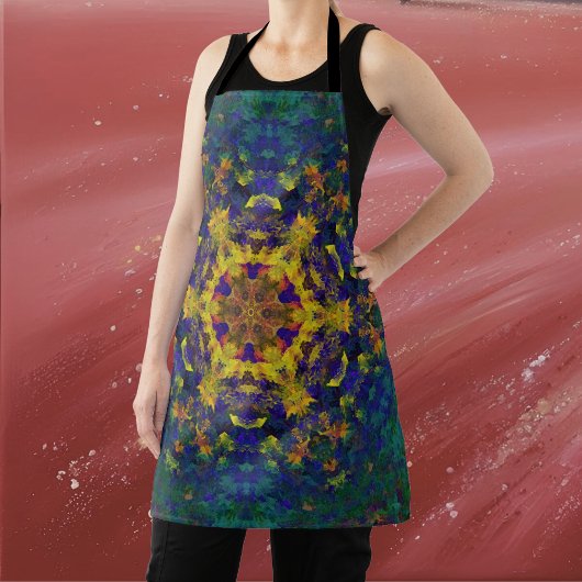 デジタルマンダライエローブルーとグリーン エプロン