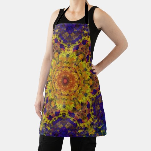 デジタルマンダライエローブルーとパープル エプロン (インサイチュ)