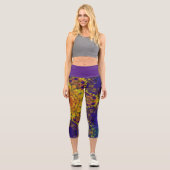 デジタルマンダライエローブルーとパープル カプリレギンス (正面)