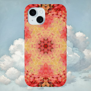 デジタルマンダライエロー、ピンク、および赤 iPhone 15ケース
