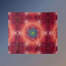 デジタルマンダラオレンジブルーとレッド タペストリー