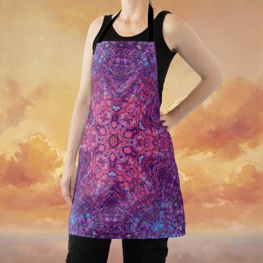 デジタルマンダラピンクパープルとブルー エプロン