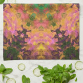 デジタルマンダラピンク黄色と緑 キッチンタオル (折り畳み)