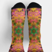 デジタルマンダラピンク黄色と緑 ソックス (上部)