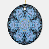 デジタルマンダラフラワーブルーとブラック セラミックオーナメント (左)