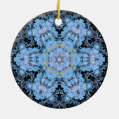 デジタルマンダラフラワーブルーとブラック セラミックオーナメント (裏面)