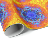 デジタルマンダラブルーオレンジと黄色 ラッピングペーパー (ロールコーナー)