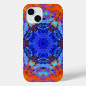 デジタルマンダラブルーオレンジと黄色 Case-Mate iPhoneケース (裏面)