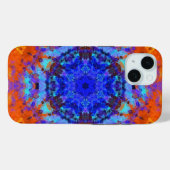 デジタルマンダラブルーオレンジと黄色 Case-Mate iPhoneケース (裏面 (横))