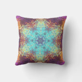 デジタルマンダラブルー黄色と紫 クッション (裏面)
