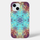 デジタルマンダラブルー黄色と紫 Case-Mate iPhoneケース (裏面)