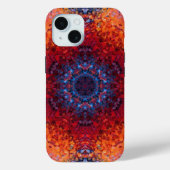デジタルマンダラレッドオレンジとブルー Case-Mate iPhoneケース (裏面)