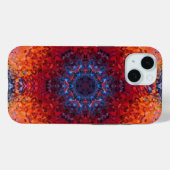デジタルマンダラレッドオレンジとブルー Case-Mate iPhoneケース (裏面 (横))