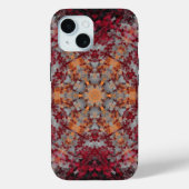 デジタルマンダラレッド白オレンジとブラック Case-Mate iPhoneケース (裏面)