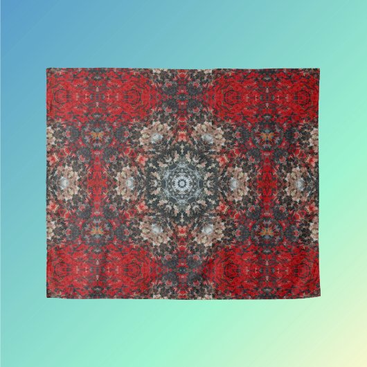 デジタルマンダラ赤と白 タペストリー