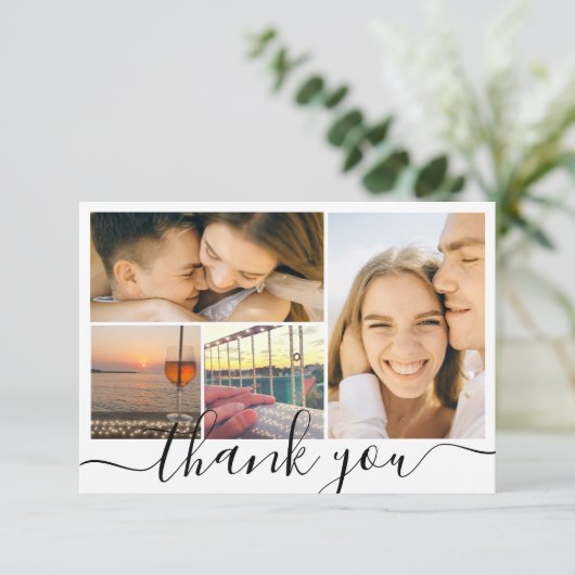 デジタルミニマル感謝していyou 4フォトコラージュ結婚ズ カード (スタンド正面)