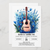 デジタルミュージックマジックギターボーイ誕生日 招待状 (正面/裏面)