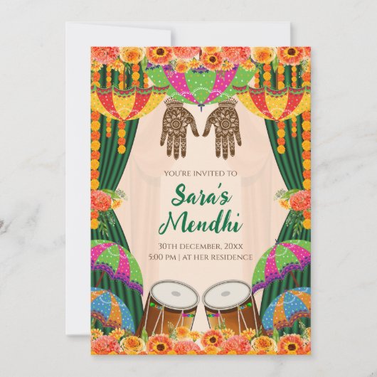 デジタルメヘンディ招待状 メヘンディのデジタル招待状 招待状 (正面)