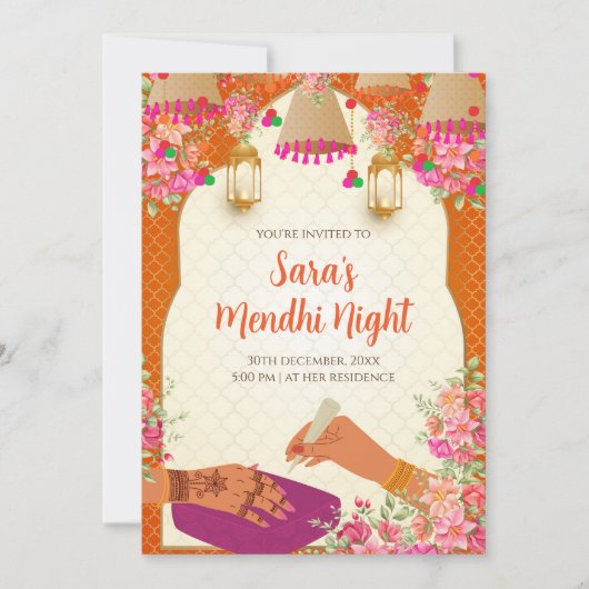 デジタルメヘンディ招待状 & メヘンディの招待状 招待状 (正面)