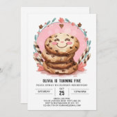 デジタルモダン編集可能Cookie誕生日 招待状 (正面/裏面)