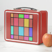 デジタルモンドリアンスタイルグラフィックデザイン抽象化 メタルランチボックス (インサイチュ)