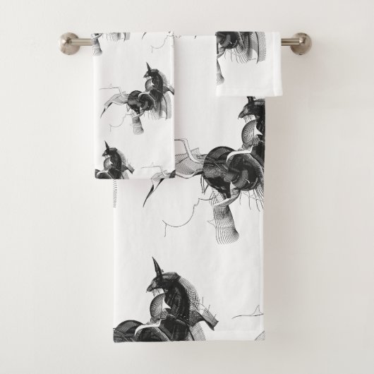 デジタルユニコーン姿カスタム – 背景色 バスタオルセット (インサイチュ)