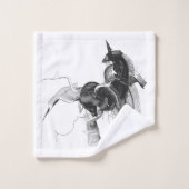 デジタルユニコーン姿カスタム – 背景色 バスタオルセット (ウォッシュタオル)