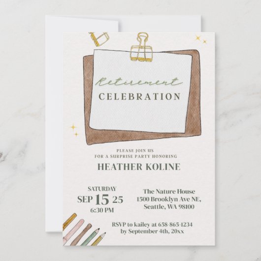 デジタルユニーク先生退職パーティーテンプレート 招待状 (正面)