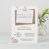 デジタルユニーク先生退職パーティーテンプレート 招待状 (スタンド正面)