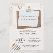 デジタルユニーク先生退職パーティーテンプレート 招待状 (正面/裏面)