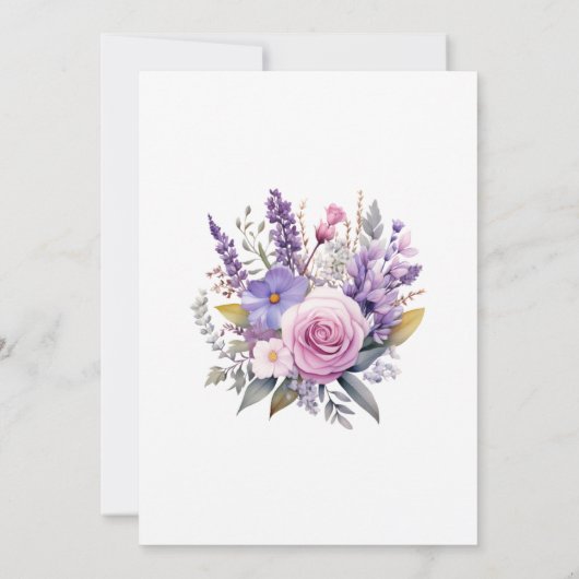 デジタルラベンダー結婚フローラのリハーサルディナー 招待状 (裏面)