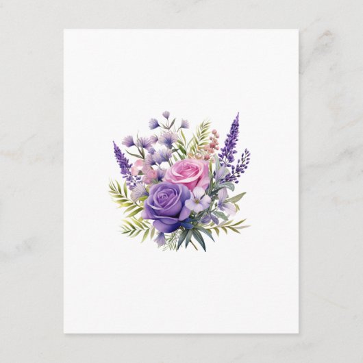 デジタルラベンダー結婚フローラズゲスト詳細 エンクロージャーカード (裏面)