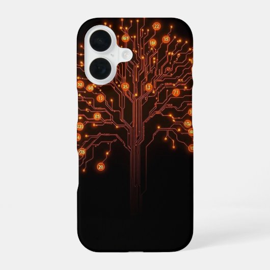 デジタルルーツ: 輝く回路の樹 iPhone 16ケース (裏面)