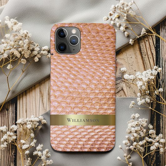 デジタルレザー銅スネークスキン金ゴールドメタル Case-Mate iPhoneケース