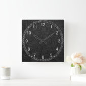デジタルレザー スクエア壁時計 (ホーム)