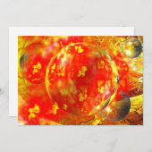 デジタルレッド抽象芸術招待状 招待状 (正面/裏面)