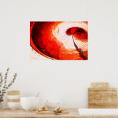 デジタルレッド抽象芸術絵画アートのポスタープリント ポスター (キッチン)