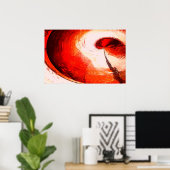 デジタルレッド抽象芸術絵画アートのポスタープリント ポスター (ホームオフィス)