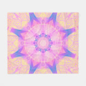 デジタルレトロ抽象芸術曼荼羅。明るい花。ビー フリースブランケット (正面(横))