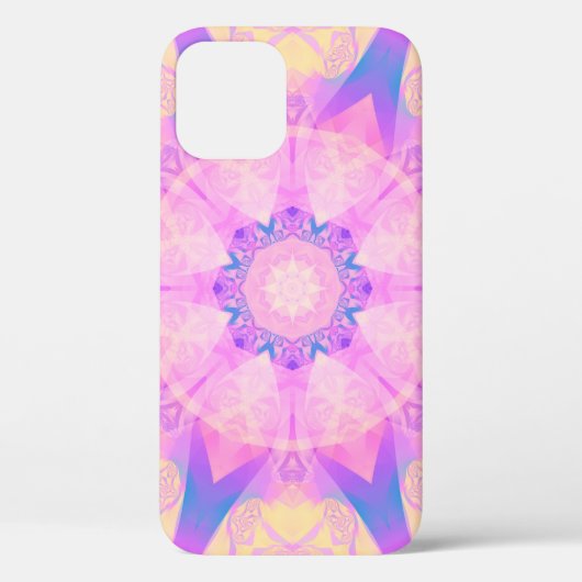 デジタルレトロ抽象芸術曼荼羅。明るい花。ビー Case-Mate iPhoneケース (裏面)