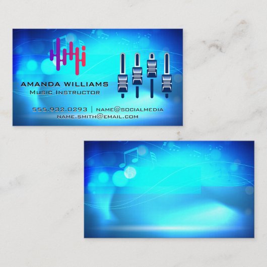 デジタルロゴ |ミキサー |音楽の背景 名刺 (正面/裏面)