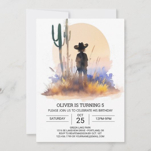 デジタルロデオボホカウボーイ誕生日 招待状 (正面)
