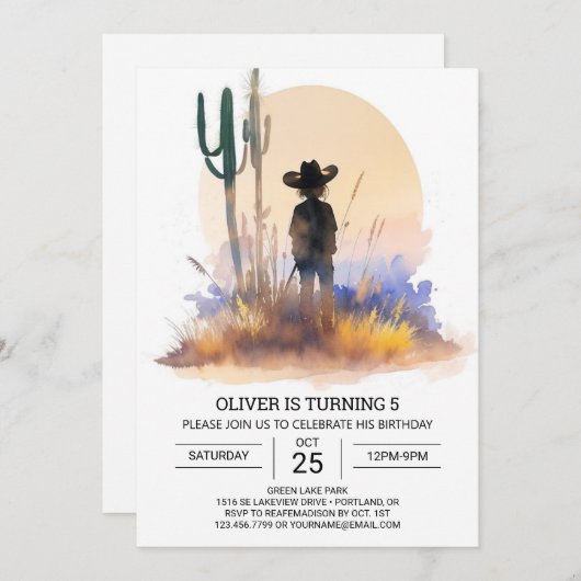 デジタルロデオボホカウボーイ誕生日 招待状 (正面/裏面)