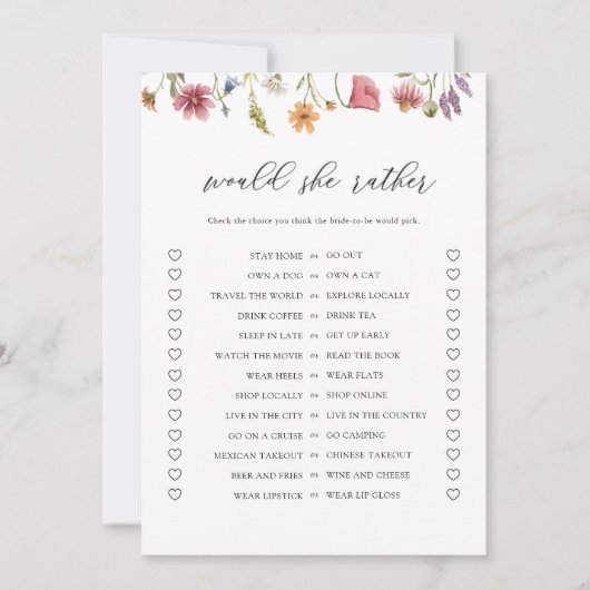 デジタルワイルドフラワーの彼女はむしろブライダルシャワー 招待状 (正面)