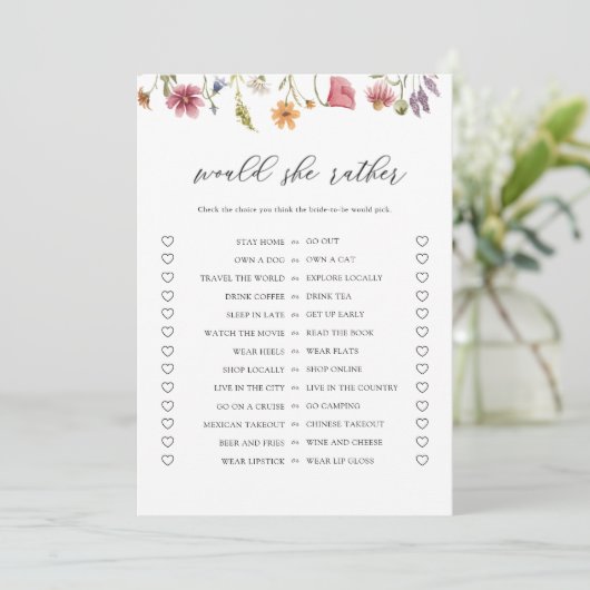 デジタルワイルドフラワーの彼女はむしろブライダルシャワー 招待状 (スタンド正面)