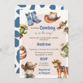 デジタルヴィンテージ ウェスタン ボーイ ベイビー シャワー 招待状 (正面/裏面)