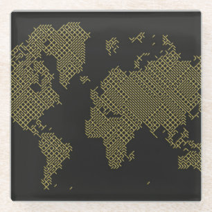 デジタル世界地図 ガラスコースター