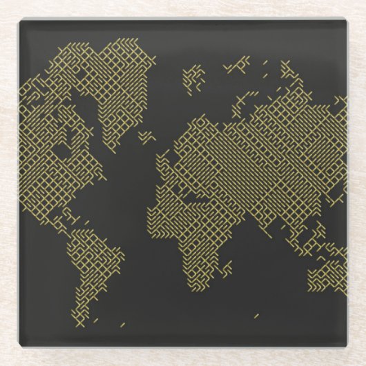 デジタル世界地図 ガラスコースター (正面)