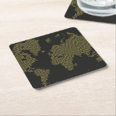 デジタル世界地図 スクエアペーパーコースター (アングル)